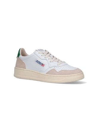 Autry Leather & Suede Color-Block Sneaker - White