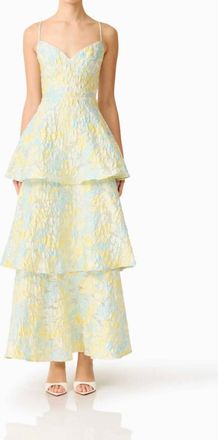 Elliatt Penelope Tiered Gown In Yellow/blue