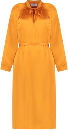 Yves Salomon Abito midi in raso - Arancione