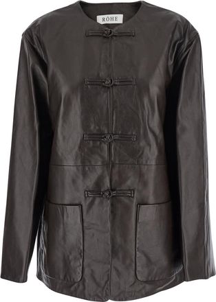Róhe Brown Jacket With Front Toggle Closure In Leather Woman