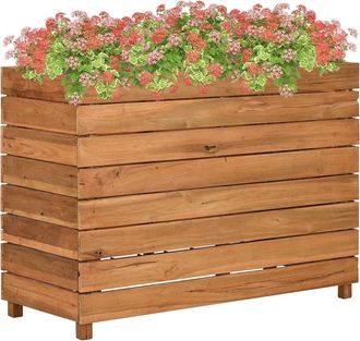 vidaXL Vidaxl - Arriate Elevado Madera De Teca Reciclada Y Acero 100x40x72 Cm