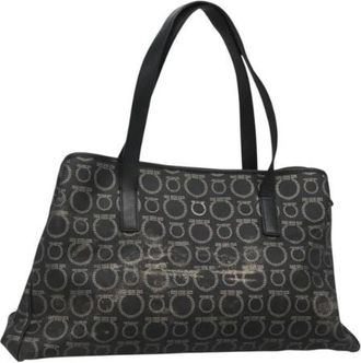 Ferragamo Tweedehands Canvas handtassen - Dames - Vintage Shopper - Zwart - ONE Size - Leer - Vintage