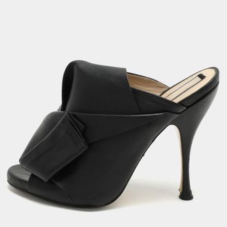 N&deg;21 N21 Black Leather Ronny Slide Sandals