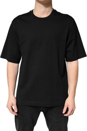 Dolce & Gabbana Black Cotton Crewneck Short Sleeve Mens T-Shirt