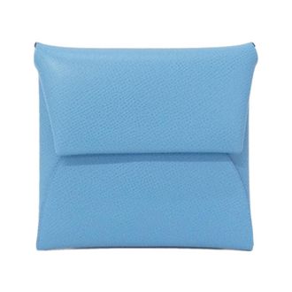 Herm&egrave;s Bastia Blue Leather Coin Purse/Coin Case (Pre-Owned)