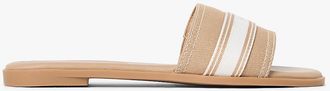Tommy Hilfiger Womens Webbing Logo Denim Slide Sandal - Beige - US 6.5 / EU 37