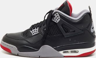 Air Jordan s Black Leather Jordan 4 Retro Bred Reimagined Sneakers