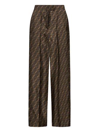 Fendi Broek met FF-patroon en print - Bruin