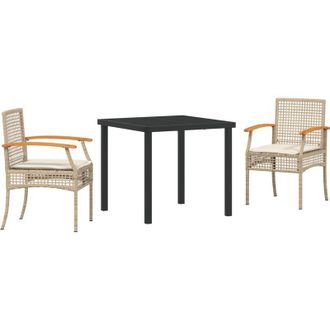 vidaXL Conjunto De Comedor De Jard&iacute;n 3 Pcs Beige Rat&aacute;n Sint&eacute;tico Vidaxl