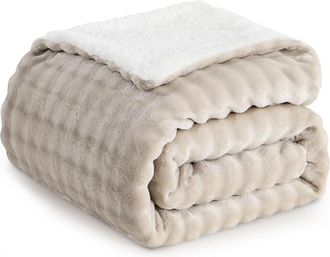 OEM Manta Sherpa De 150 &times; 200 Cm, Color Beige, Tama&ntilde;o Para 2 Personas, Suave Y C&aacute;lida, Ideal Para Invierno, Para Cama O Sof&aacute;