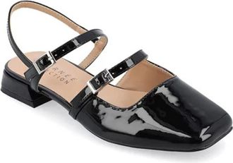 Journee Collection Gretchenn Flats Black Leather Mary Jane HAWK280