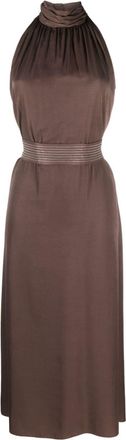PESERICO tied-waist high-neck dress - women - Polyester/Viscose - 46 - Brown