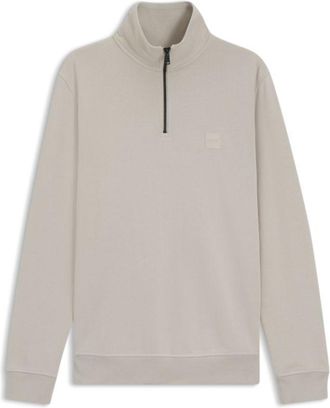 BOSS Quarter-zip cotton-terry sweatshirt with logo patch