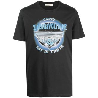 Zadig&Voltaire Tops, Heren, Grijs, M, Tommy Logo-Print T-Shirt