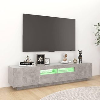 Berkfield Home TV Cabinet with LED Lights Concrete Grey 180x35x40 cm | Size: 180 x 35 x 40 cm