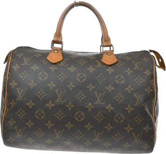 Louis Vuitton Speedy Monogram Canvas Brown Leather Handbag (Pre-Owned)