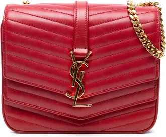 Saint Laurent Tweedehands Kleine Chevron Lamsleer Monogram Sulpice Tas
