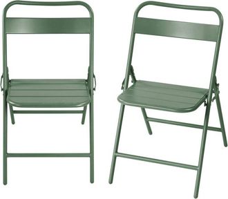 Sweeek Set of 2 folding steel garden chairs Green 44.3x49x79.7 cm - Amelia