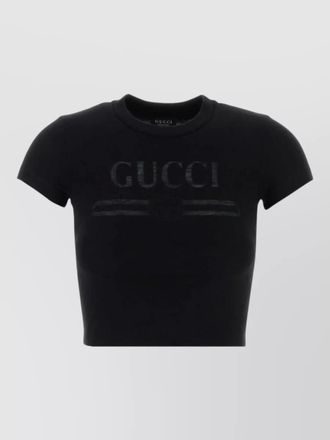 Gucci cotton blend cropped t shirt short sleeves