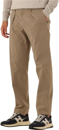 Profuomo Taupe Chino Broek voor Heren - Heren - Straight fit broeken - Beige - L - Wol - Broeken