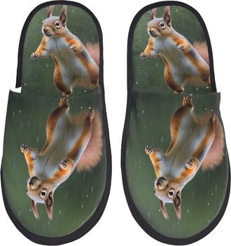Generic Fluffy Slippers Squirrel Breathable Hotel Slippers Soft House Shoes For Room Winter Bedroom L