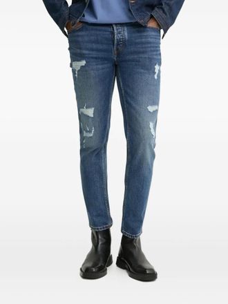 HUGO BOSS distressed tapered jeans - Blue
