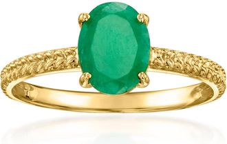 Ross-Simons Emerald Twisted Ring in 10kt Yellow Gold