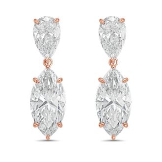 Diana M. Jewels 14KW RG 8.00 Ct TW of Lab grown pear and marquise shape diamond drop earrings
