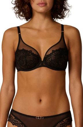 Simone P&eacute;r&egrave;le Idole Sheer Underwire Plunge Bra in Black at Nordstrom, Size 32E
