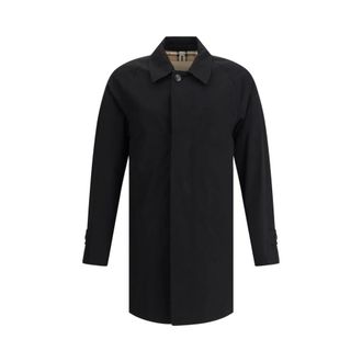 Burberry Single-Breasted Coats, male, Black, Size: XL Camden Cotton Coat