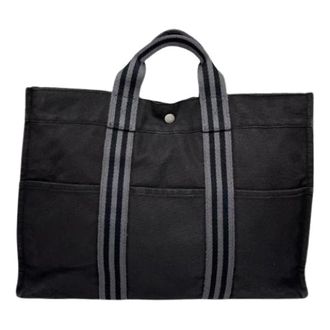Herm&egrave;s Pre-owned Tote Bags, female, Black, Size: ONE SIZE Pre-owned Canvas Tote Bag