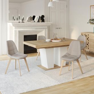 IDMarket Lote De 4 Sillas De Comedor Escandinavas Gaby Beige De Tela