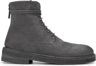 Marsèll Schoenen, Heren, Grijs, 43 EU, Leer, Grijze Leren Vetersluiting Ritslaarzen