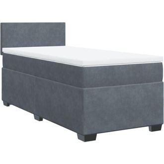 vidaXL Vidaxl - Cama Box Spring Con Colch&oacute;n Terciopelo Gris Oscuro 80x200 Cm
