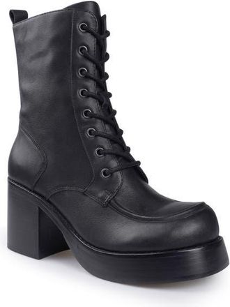 Candie's Phoebe Lug Sole Bootie in Black Leather at Nordstrom, Size 11