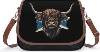 Generic Scottish Flag Highland Cow Small Womens Crossbody Bags Shoulder Handbag with Adjustable Strap for Travel