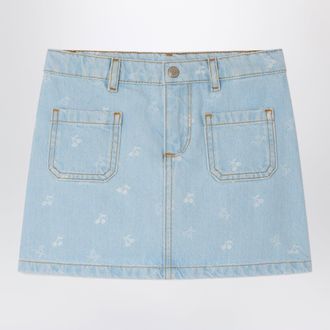 BONPOINT Tison denim skirt with jacquard cherries
