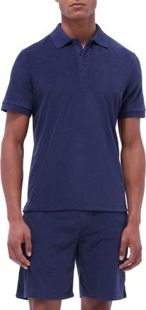 Bugatchi Cotton Blend French Terry Polo in Navy at Nordstrom, Size Xx-Large
