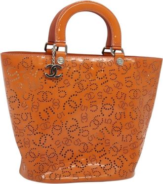Chanel Cc No.5 Shopping Tote Perforated Patent Patent_Leather Handbag (Pre-Owned)
