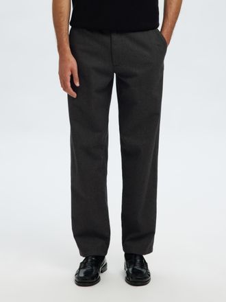 Selected Chinohose SELECTED SLH175-SLIM MILES BRUSHED PANTS W NOOS, Herren, Gr. 28, L&auml;nge 32, grau (dunkelgrau), Web, Obermaterial: 69% Baumwolle, 30% Polyeste