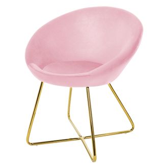 ML Design Ml-design - Sillas De Comedor Rosa Ergon&oacute;micas, Asiento Tapizado Aspecto De Terciopelo Patas De Metal Con Respaldo Y Reposabrazos Sill&oacute;n Moderno Para 