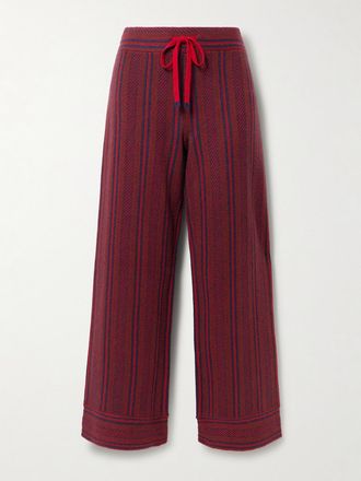 Guest In Residence Pantaloni Sportivi A Gamba Larga In Cashmere A Righe - Rosso