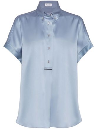 Brunello Cucinelli satin shirt - Blue