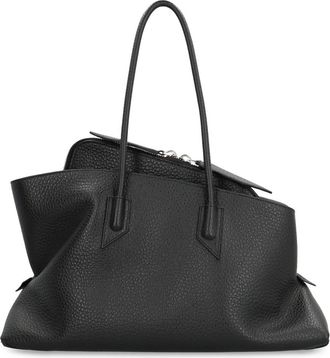 The Attico Middelgrote leren handtas met twee compartimenten - Dames - Schoudertassen - Zwart - ONE Size - Leer - Tassen