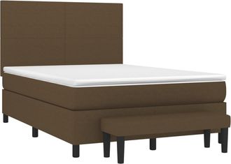 vidaXL Vidaxl - Cama Box Spring Con Colch&oacute;n Tela Marr&oacute;n Oscuro 140x190 Cm