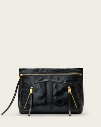 AllSaints Leather Jean Rey Leather Pouch, Size: One Size