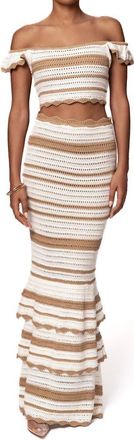 JLUXLABEL Corazon Ruffle Skirt Set in Beige at Nordstrom, Size X-Small
