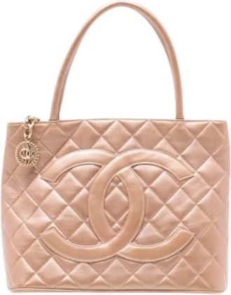 Chanel Pre-owned Tote Bags, female, Beige, Size: ONE SIZE Pre-owned Leather Tote