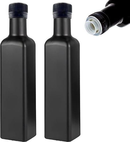 mikken Art 2 x Ölflasche 250 ml mit Ausgiesser Ölspender Glasflasche schwarz inkl. Etiketten ab 13,63 €