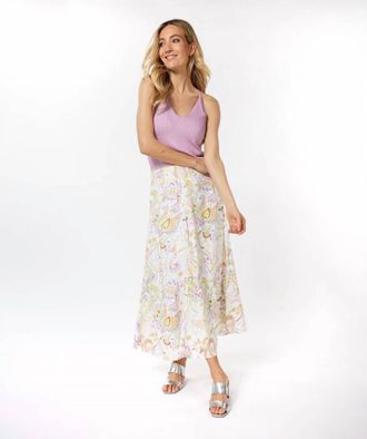 Esqualo Bibbi Beloved Flower Print Long Skirt In Multi